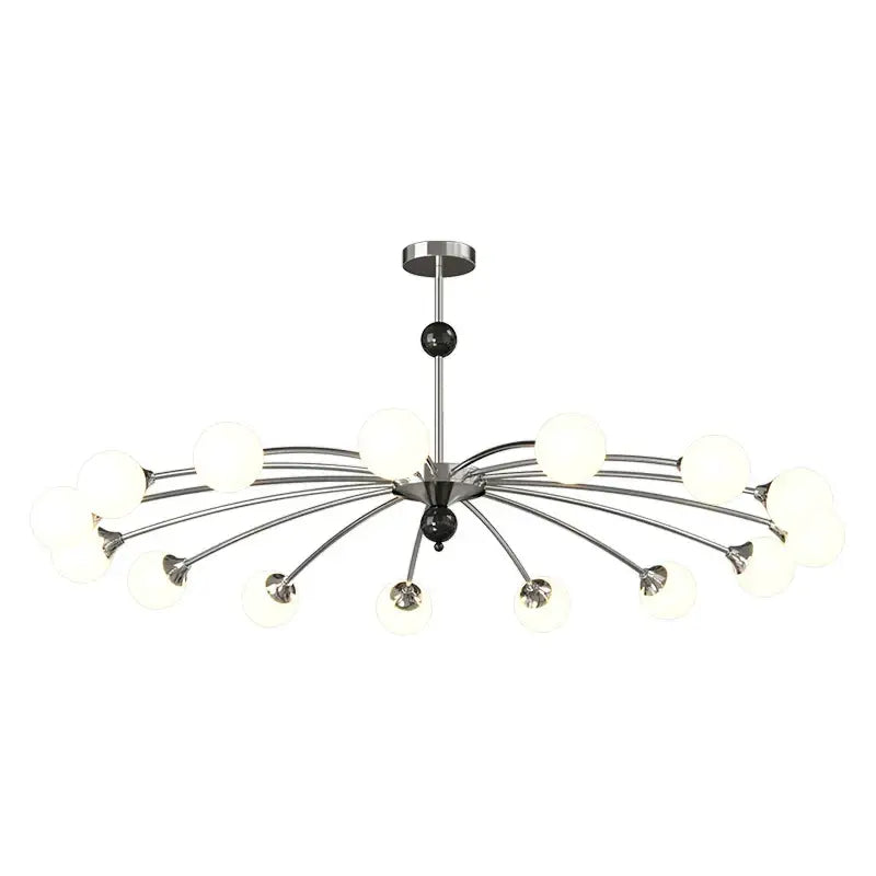 Modern white and black decorbites cream wind chandelier with chrome and frosted glass globes for living room lighting