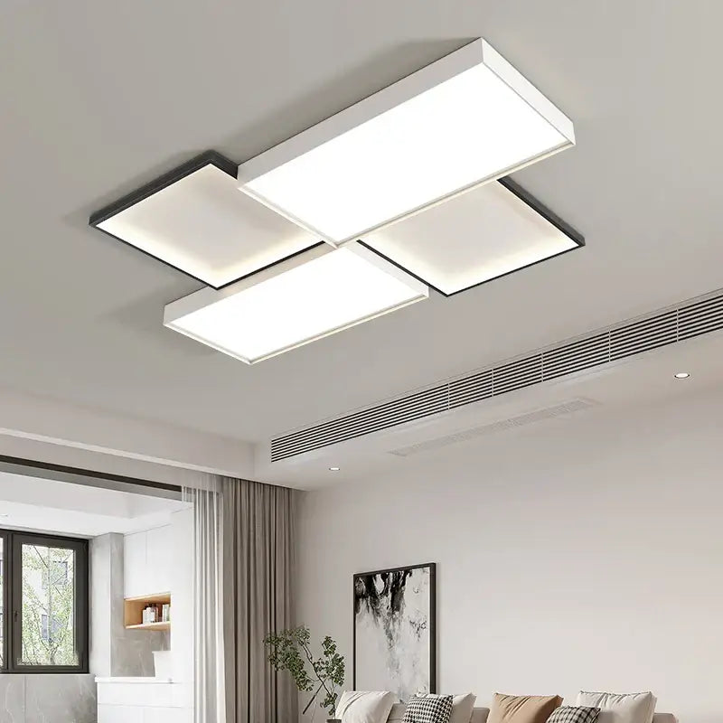 Modern white rectangular led ceiling light with black trim and sleek minimalist design for decorbites elegant chandelier lights