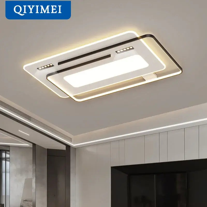 Modern white and black grille led chandelier with integrated led lighting for contemporary living room decorbites grille led design