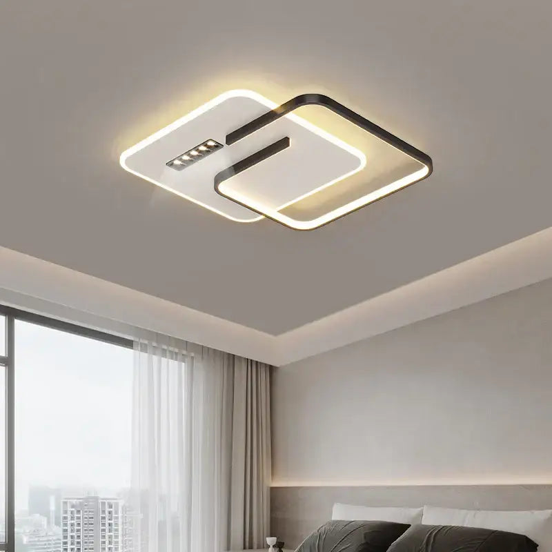 Modern white and black grille led chandeliers with integrated warm led lighting for living room decorbites grille led design