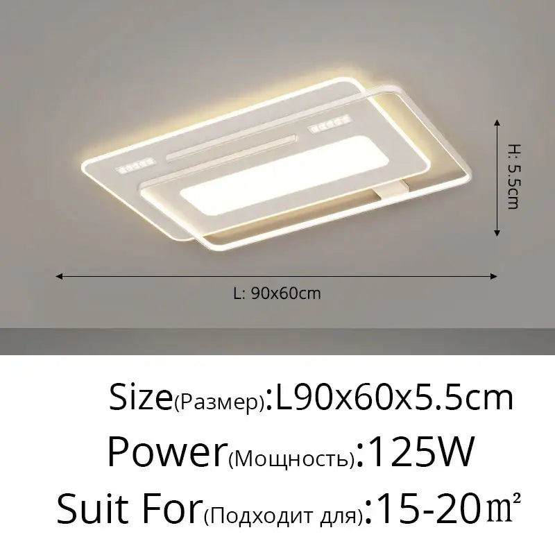 Modern white acrylic rectangular ceiling light with integrated led illumination in decorbites grille led chandeliers style