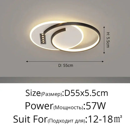 Modern white and black grille led chandelier with two concentric rings in metallic finish for living room decorbites grille led