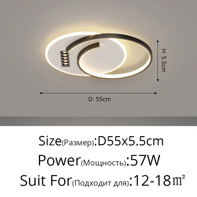 Modern white and black grille led chandelier with two concentric rings in metallic finish for living room decorbites grille led