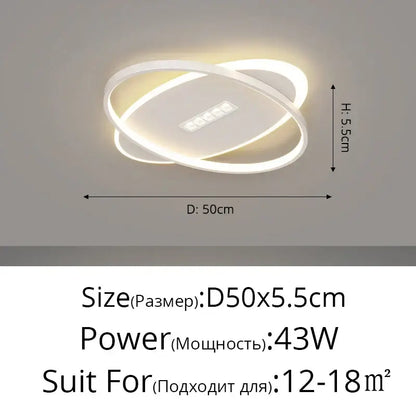 Modern white led chandelier with two interlocking circular rings for living room by decorbites grille led chandeliers