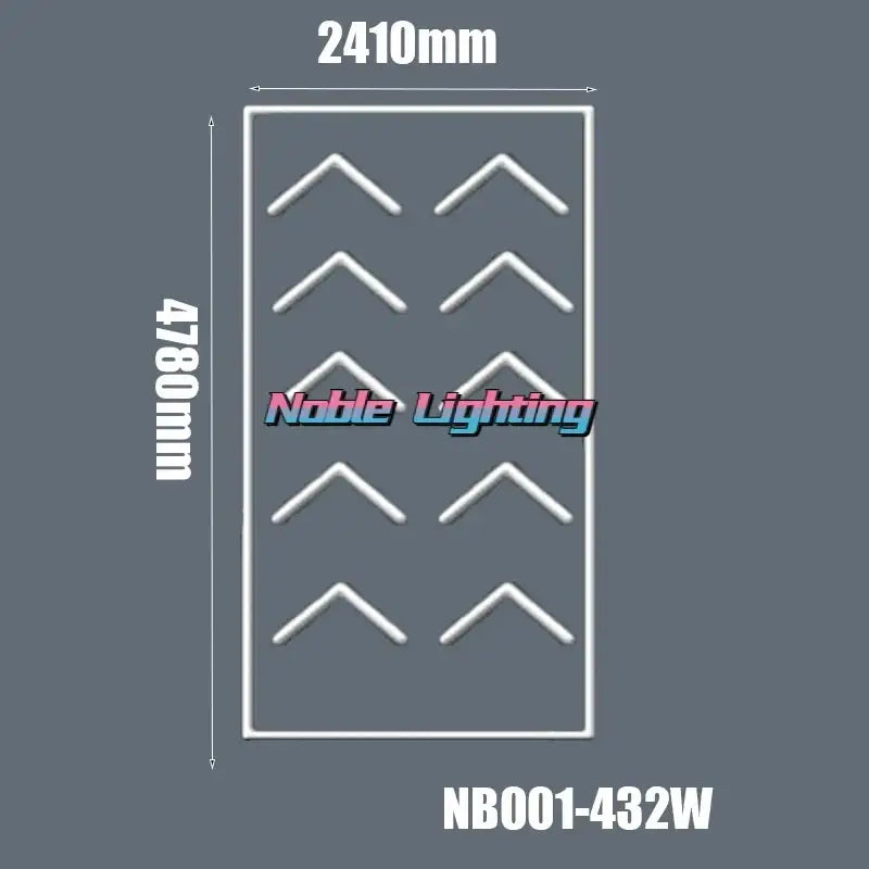 White led light panel with arrow-shaped fixtures measuring 2410mm by 4780mm for decorbites hexagon led ceiling system