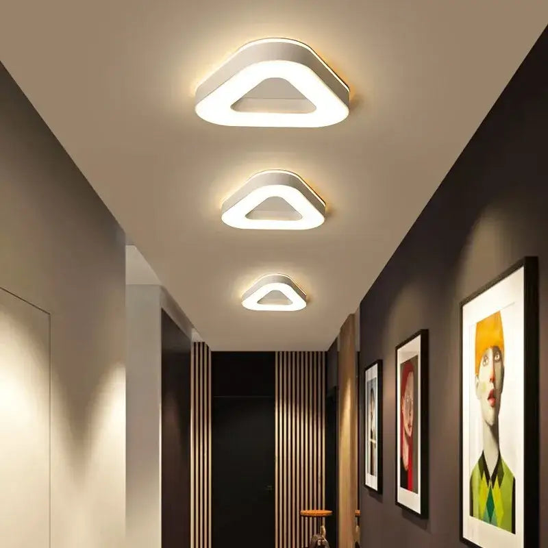 Modern white and black led ceiling light with triangular minimalist design for corridor decorbites led ceiling fixtures