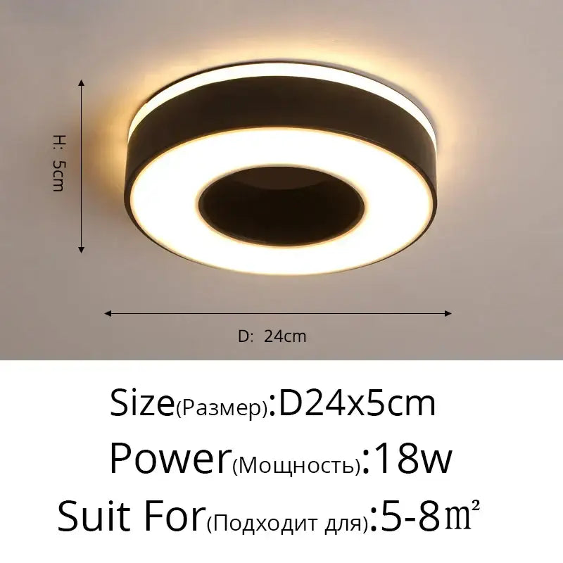 Modern white and black decorbites led ceiling light with a glowing white ring 18w power for minimalist corridor decor