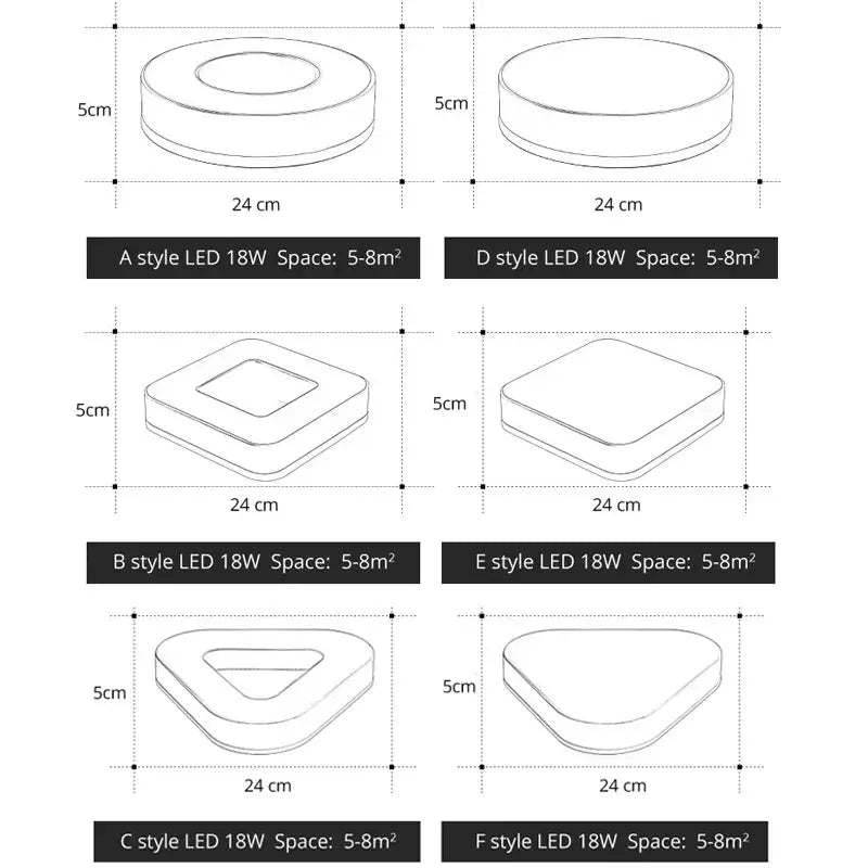 Modern white and black decorbites led ceiling light with six minimalist geometric shapes for corridor use