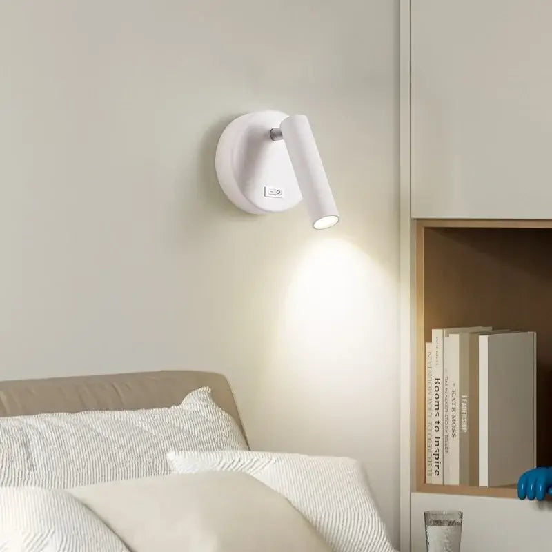 Modern white and black led wall lamp with adjustable arm for bedroom reading in sleek design wall lamp