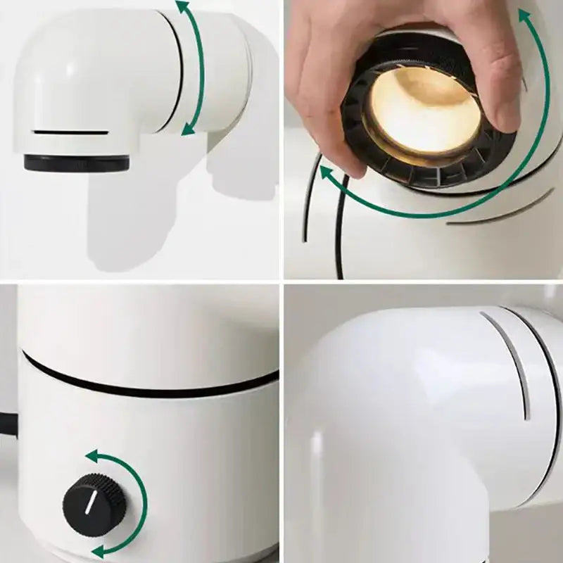 Modern white and black decorbites led wall light with glossy finish and black rotary knob for brightness control