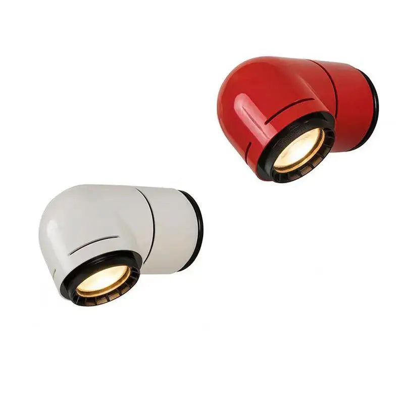 Modern white and black led wall light bedroom sconce with red and white corner mounted led spotlights and black trim decorbites led wall