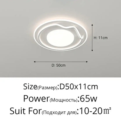 Modern white and black living chandelier lights with sleek circular led ceiling lamp and integrated curved accent