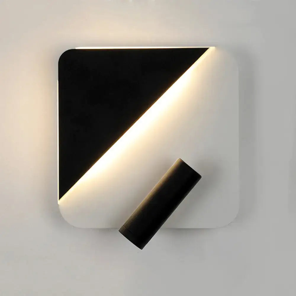 Modern white and black minimalist led spotlight wall lamp featuring a sleek geometric design for bedroom lighting