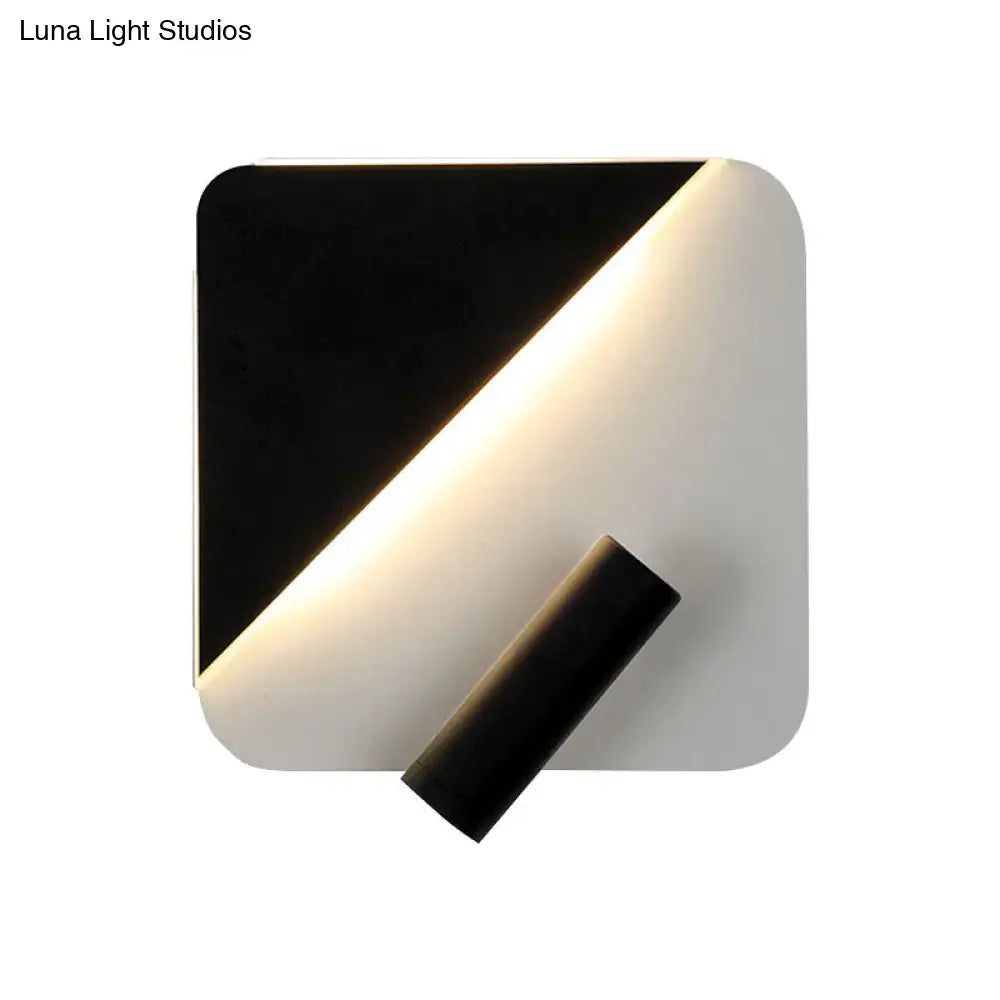 Modern white and black minimalist led spotlight wall lamp with sleek geometric design for bedroom lighting
