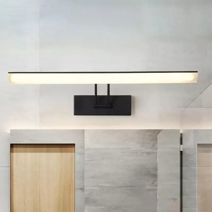 Modern white and black rectangular led wall light with sleek design and warm white light for bathroom use
