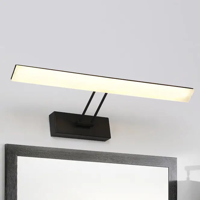Modern white and black rectangular led wall light with sleek design and warm white light for bathroom use