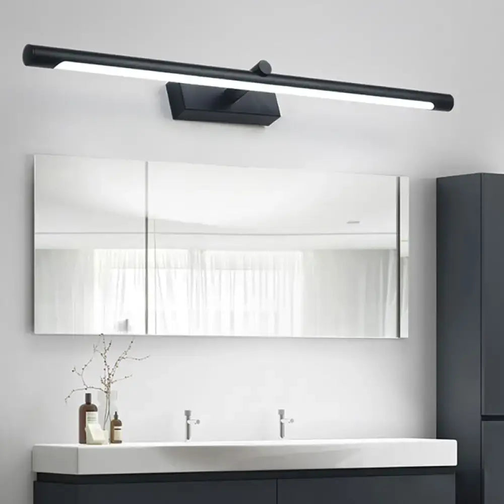Black minimalist led tube vanity lighting with sleek rectangular design and modern matte finish for bathroom wall sconce