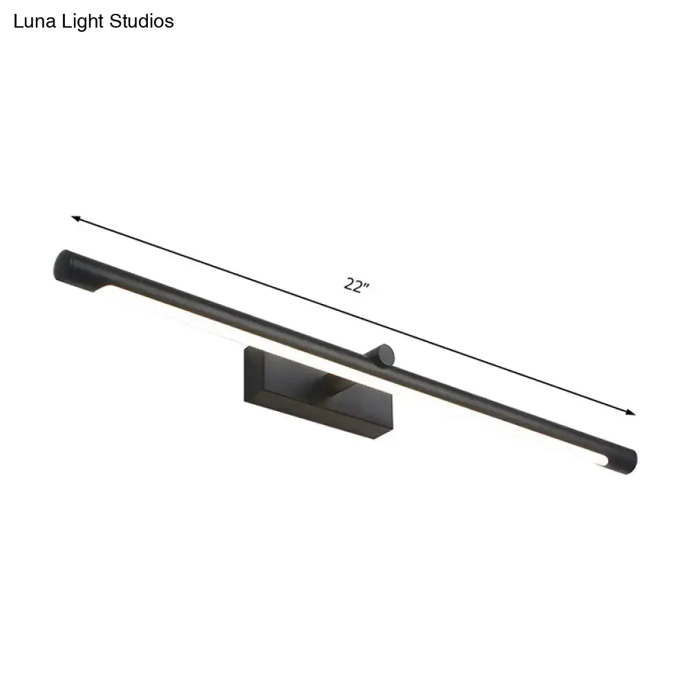 Modern white and black tube vanity lighting bathroom wall sconce with black matte finish and 22 inch length