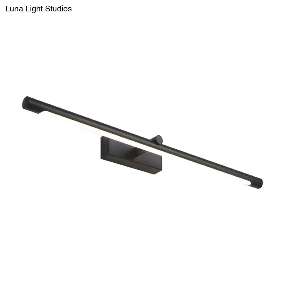 Modern black matte tube vanity lighting wall sconce with sleek elongated cylindrical design for bathroom vanity lighting