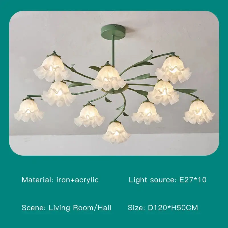 Modern white branch ceiling chandelier featuring a mint-green wrought iron decorbites branch ceiling design with frosted lampshades