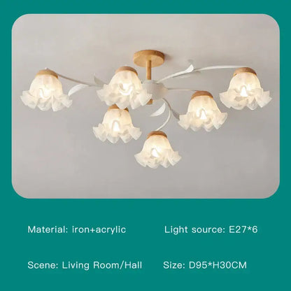 Modern white branch ceiling chandelier with light wood tones and delicate acrylic petals for living room decorbites branch ceiling