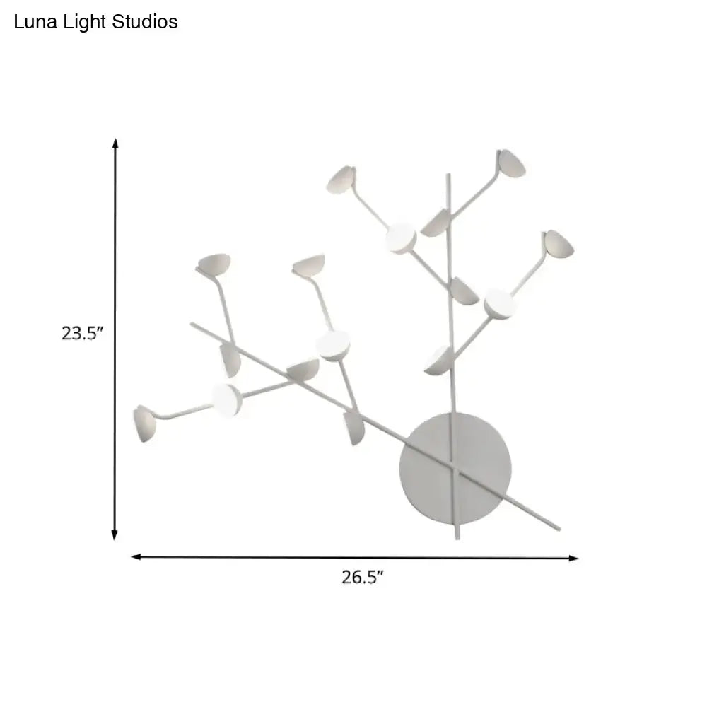 Modern white branch metal wall light sconce with 16 led bulbs designed for living room wall lighting
