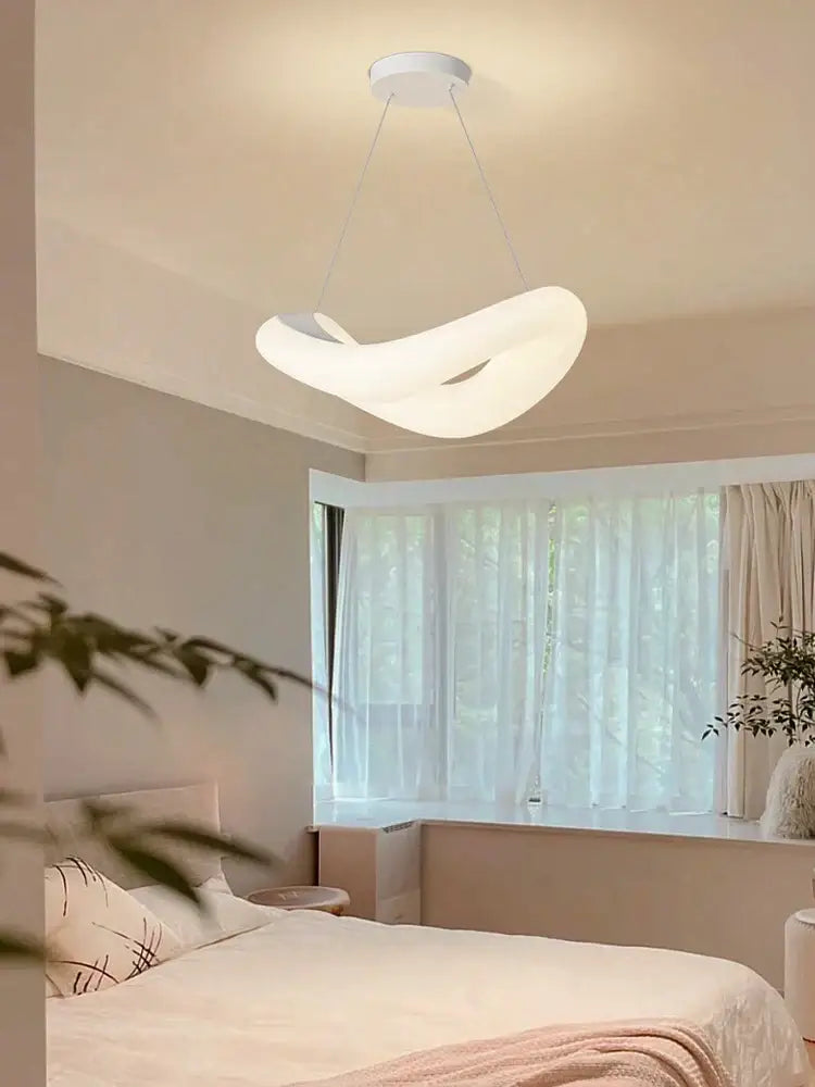 Modern white bubble led chandelier pendant light with smooth white acrylic abstract loop for living room decorbites bubble led