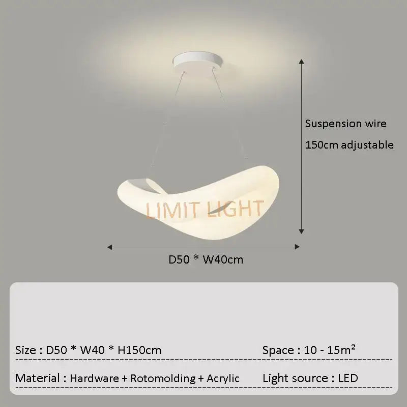 Modern white bubble led chandelier with sleek curved rotomolded acrylic shade and adjustable suspension wire by decorbites bubble led