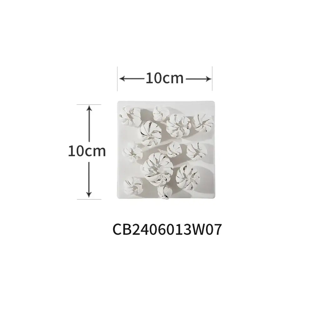 Modern white bud ceramic wall décor pendant featuring three-dimensional flower cluster on square base for bedroom
