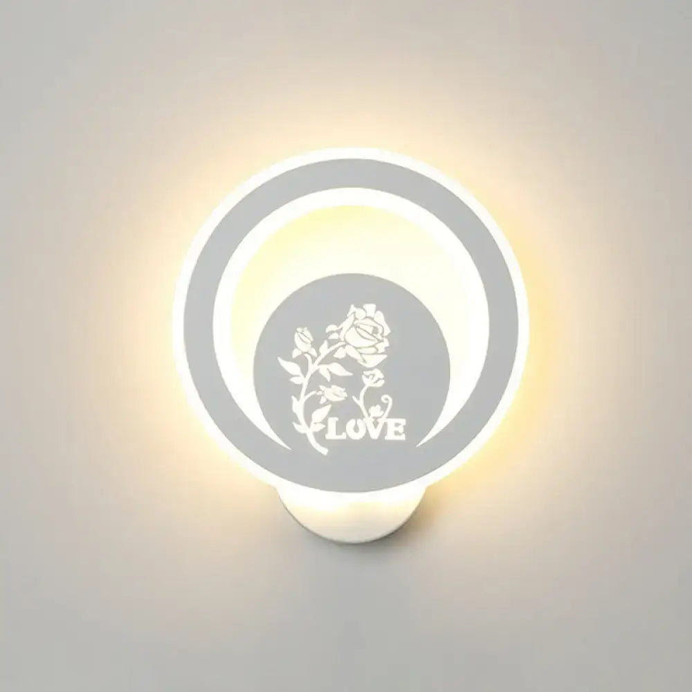 Modern white cartoon dog led wall light fixture 110v-120v with circular rose love design and soft glowing light
