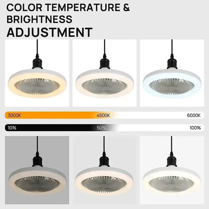 Modern white ceiling fan light with e27 socket featuring adjustable color temperature and brightness for bedroom use