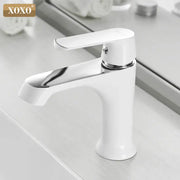Modern white ceramic basin faucet with polished chrome accents ideal for decorbites bronze green fashion bathroom mixers