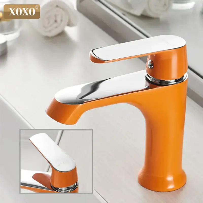 Modern white ceramic basin faucet with vibrant orange xoxo brand and sleek chrome spout for decorbites bronze green fashion