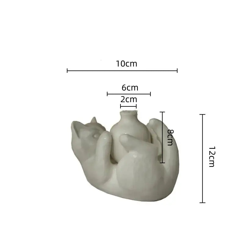 Modern white ceramic decorbites cat cartoon vase featuring two cats cradling a small vase for living room decor