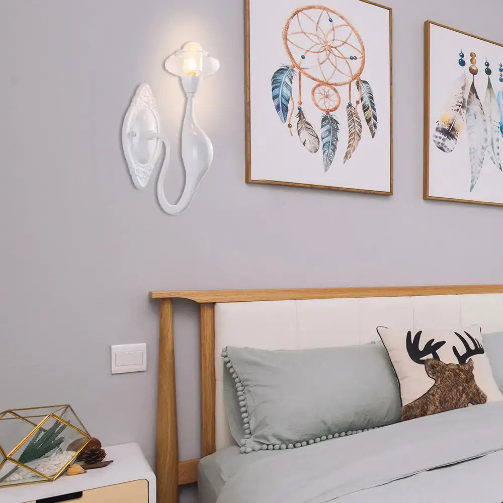 Modern white ceramic cloud sconce light with clear glass oval and elegant curved design for 220v-240v 110v-120v use