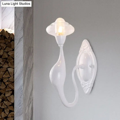Modern white ceramic cloud sconce light with clear glass oval and ornate backplate for 220v-240v 110v-120v use