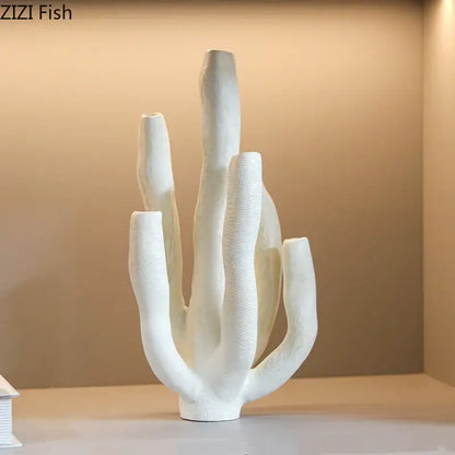 Modern white ceramic coral landscape sculpture with textured branching arms for living room decorbites coral landscape
