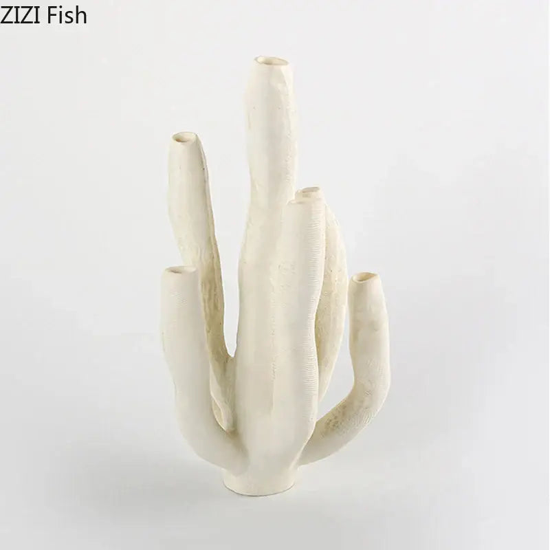 Cream-colored ceramic coral landscape sculpture with textured branching design for modern living room decorbites coral landscape