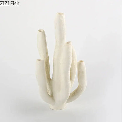 Cream-colored ceramic coral landscape sculpture with textured branching design for modern living room decorbites coral landscape