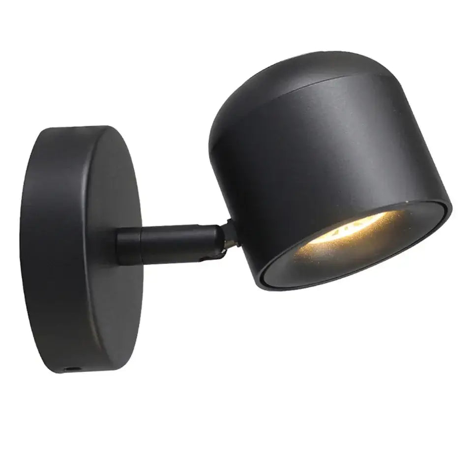Black matte wall lamp with cylindrical head and adjustable arm decorbites dimmable led wall lamp for bedroom reading light