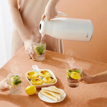 Modern white ceramic decorbites insulation kettle with digital thermal design and ergonomic handle for easy pouring