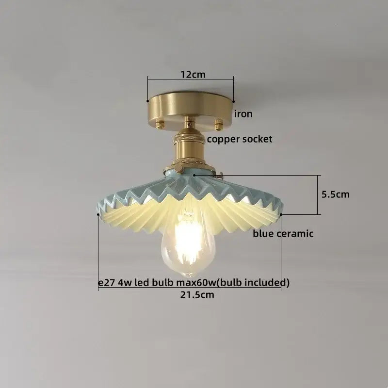Blue ceramic pendant ceiling light with brass iron and copper socket base for modern decorbites ceramic led ceiling use