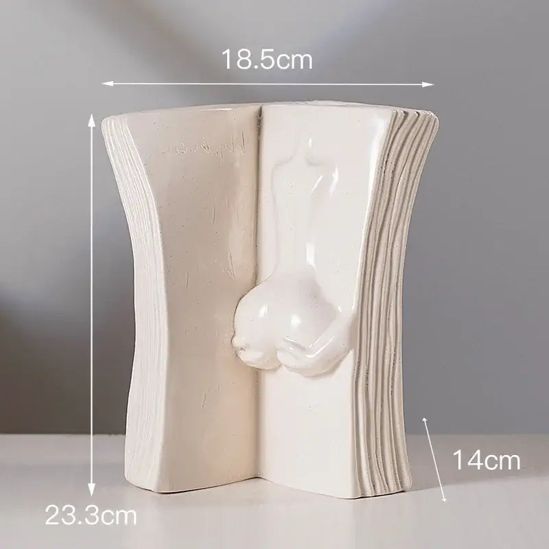 Modern white ceramic man face book vase with sculpted figure for living room decor and decorbites ceramic man style storage