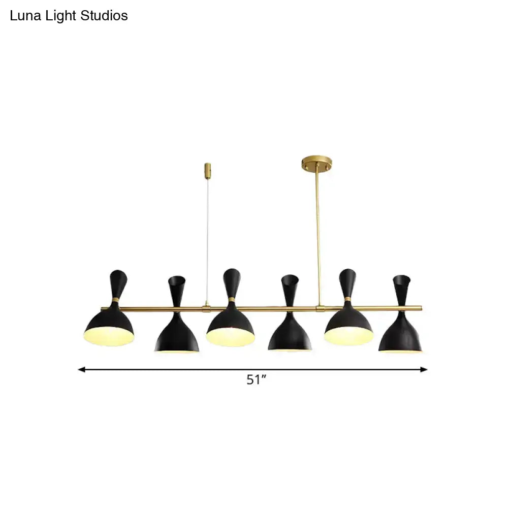 Black and brass decorbites nordic hanging chandelier with six metal horn shades for dining room or island lighting