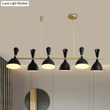 Decorbites™ nordic hanging chandelier with black metal horn shade and gold bar for dining room lighting