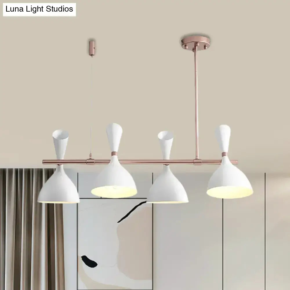 Modern white ceramic nordic hanging chandelier with rose gold metal horn shade for dining room lighting