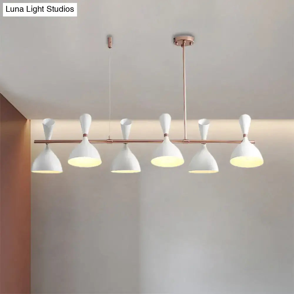 Modern white ceramic nordic hanging chandelier with metal horn shade and rose gold accents for dining room lighting