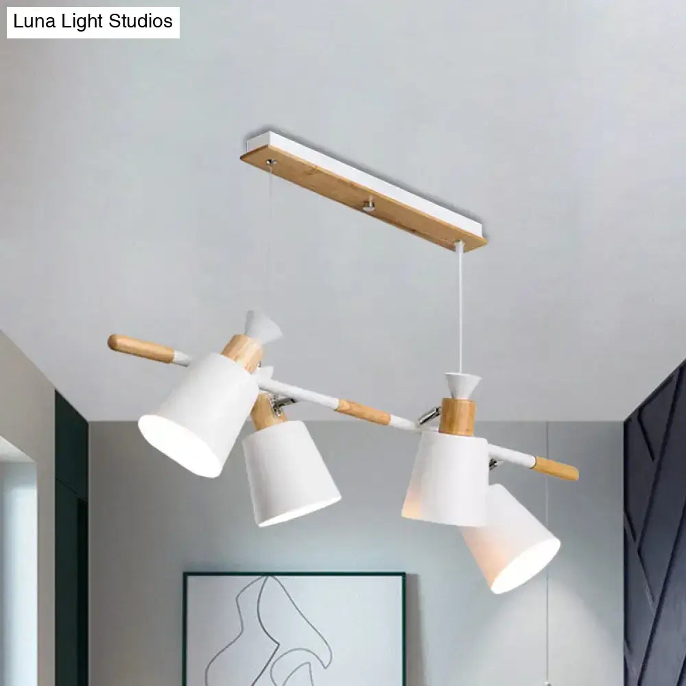 Decorbites nordic island light with tapered shade and bulb base features white conical shades and wooden handles on wood and metal fixture