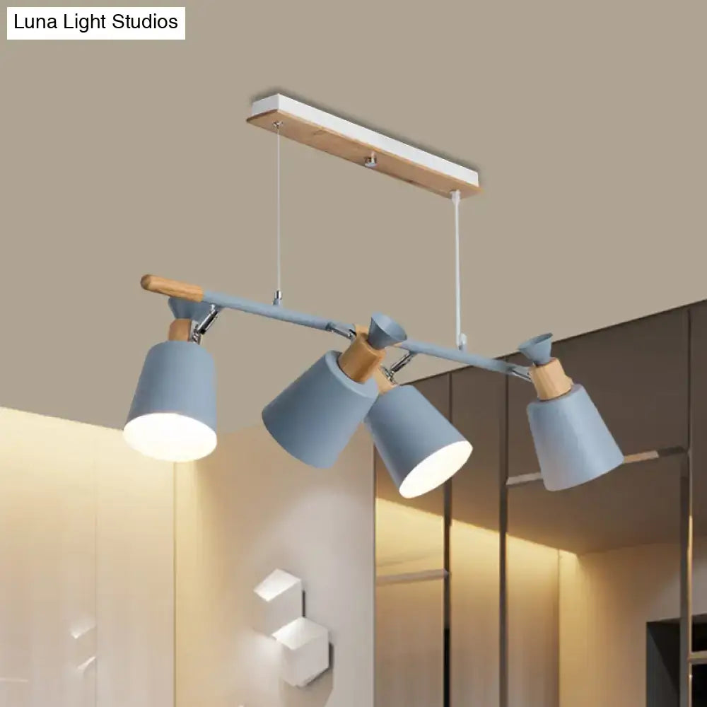 Decorbites nordic island light with green tapered shade three adjustable blue metal and wood e26 e27 spotlights