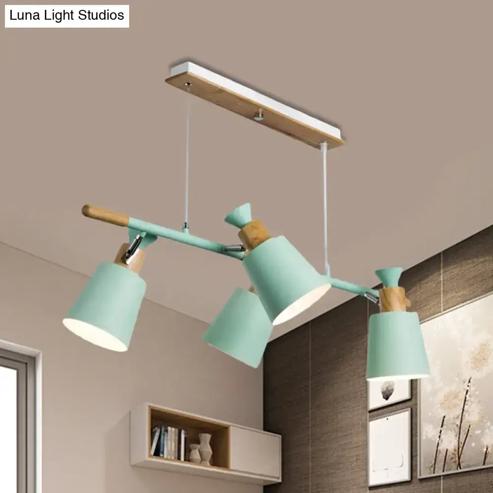 Modern mint green DecorBites Nordic island light with wooden accents tapered shade and adjustable arms for kitchen use compatible with E26 E27 bulbs